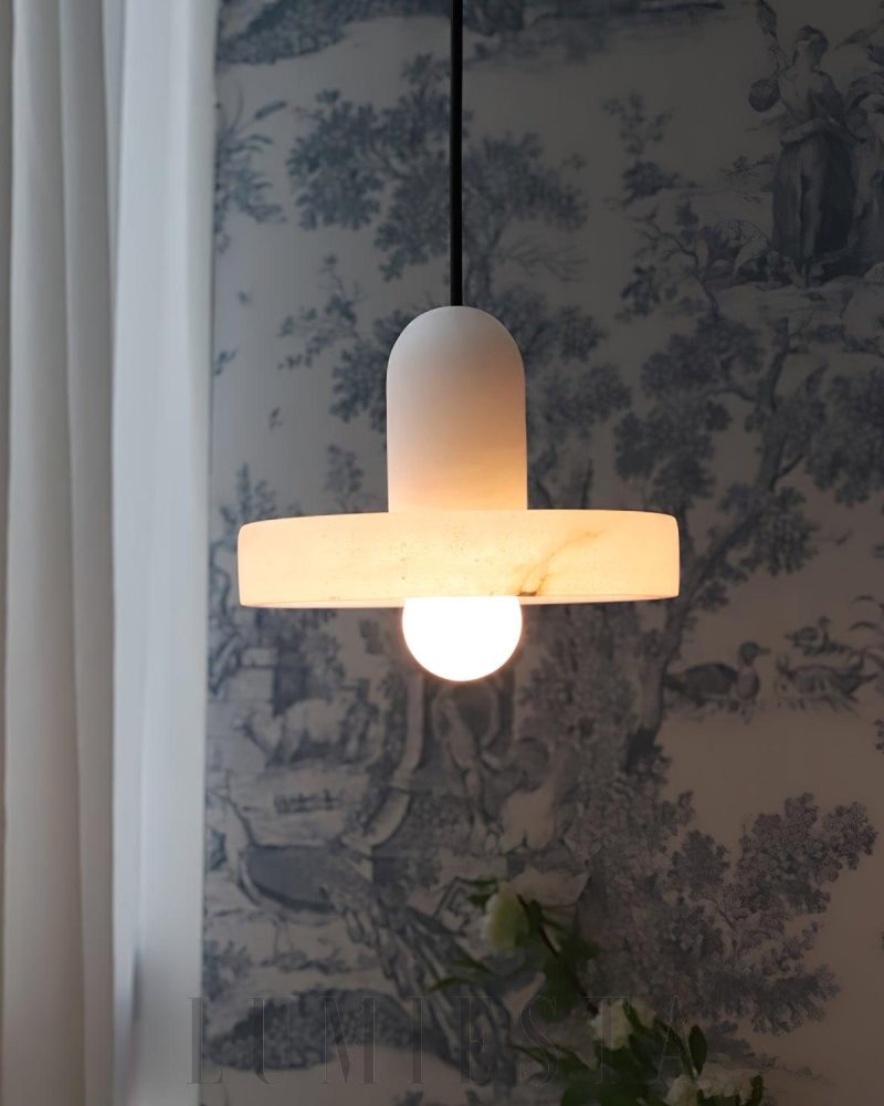 Lampa Wisząca Carrara w Białym Alabastrze Styl Nowoczesny