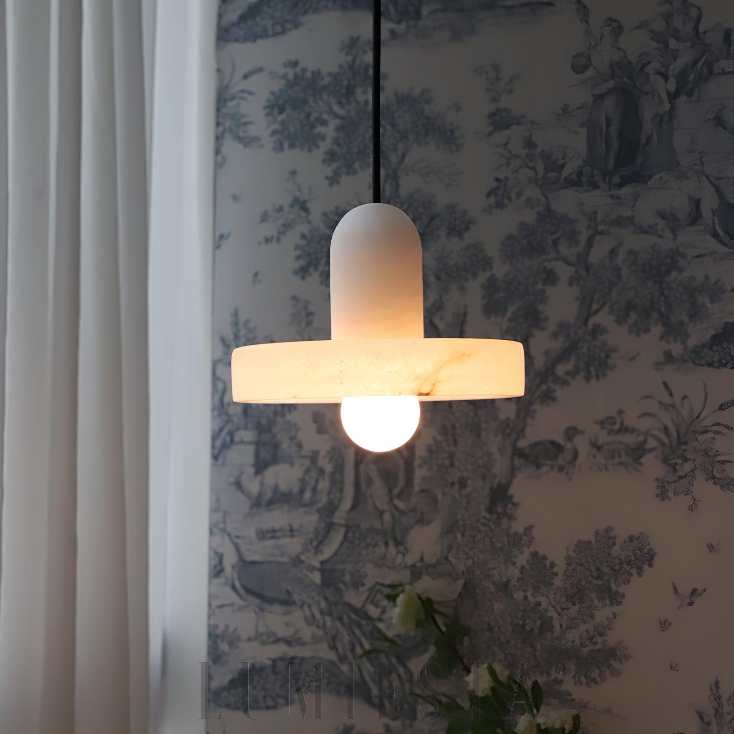 Lampa Wisząca Carrara w Białym Alabastrze Styl Nowoczesny