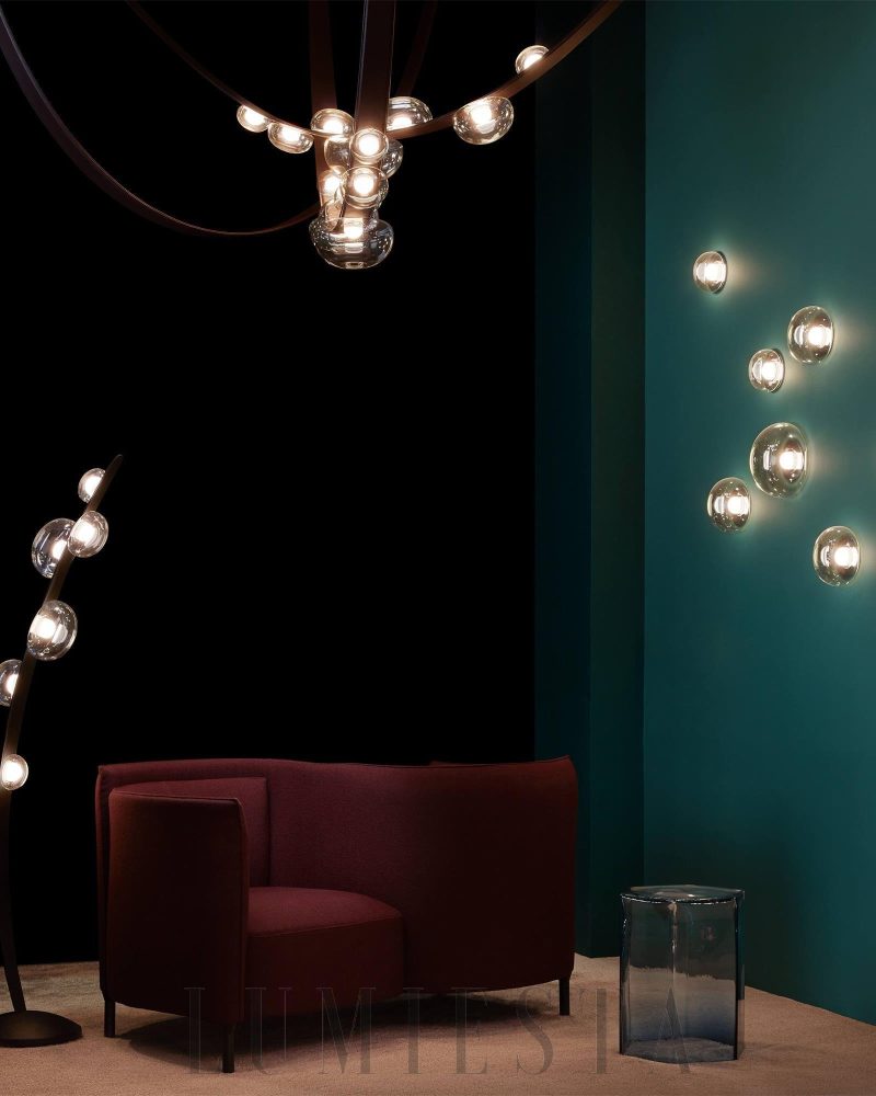 Lampa podłogowa Dew Drops w stylu nowoczesnym czarna i przezroczysta