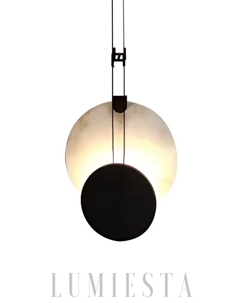 Lampa wisząca nowoczesna okrągła czarna alabastrowa 28cm