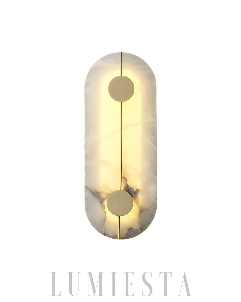 Lampa ścienna mosiężna z alabastrem styl retro 20cm