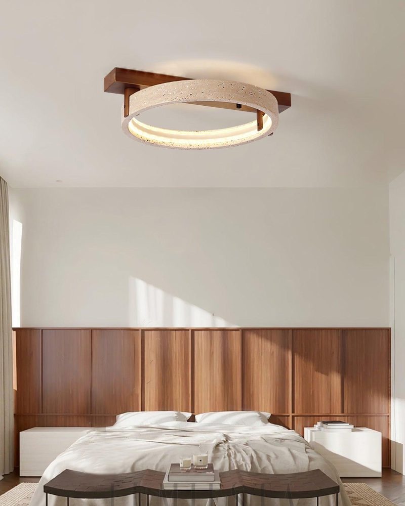 Lampa sufitowa Ring Horizon w kolorze beżowym z travertynu