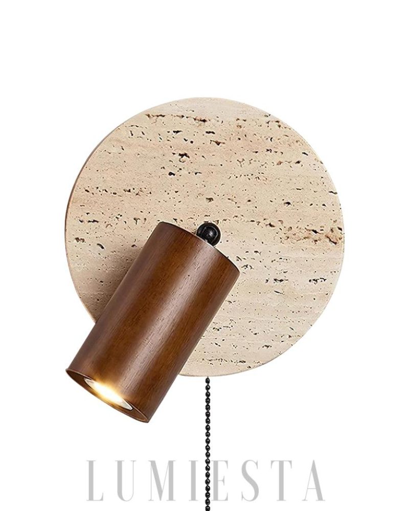 Lampa ścienna Round Miadi z trawertynu w stylu minimalistycznym