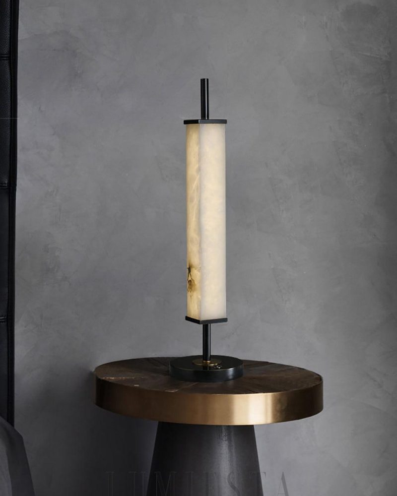 Lampa stołowa Alabaster Serano Mosiądz z ciepłym światłem 59cm