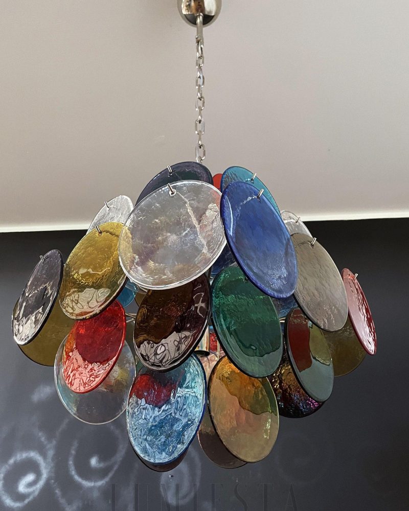 Lampa wisząca murano w stylu vintage z kolorowymi dyskami 49cm