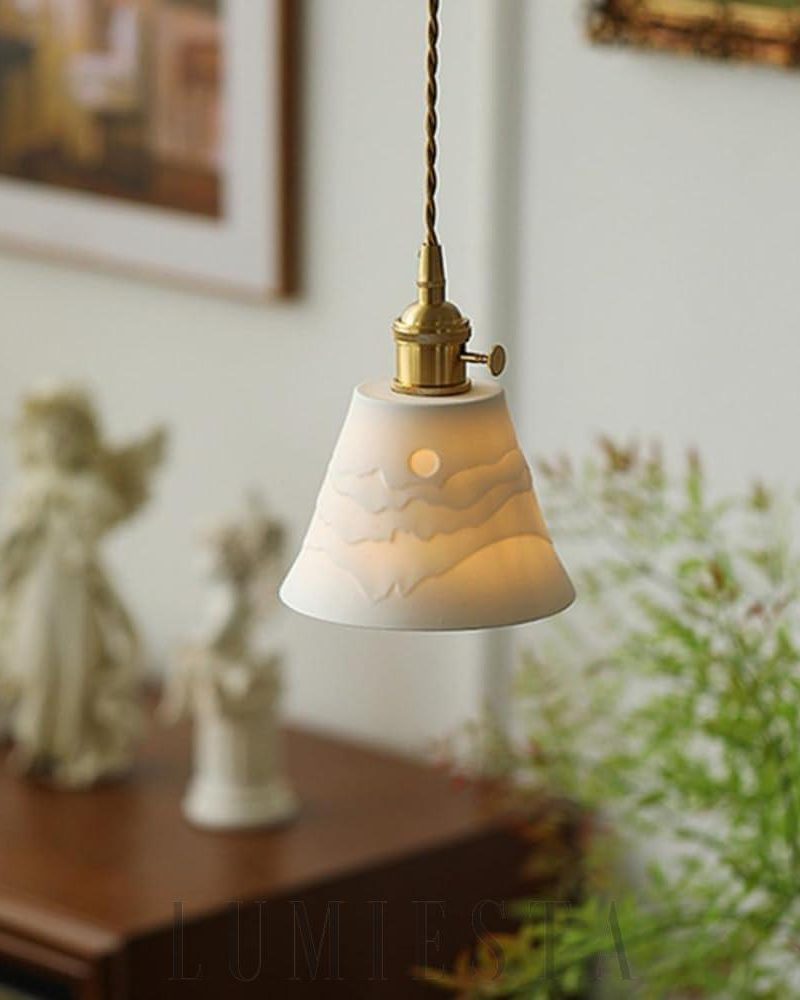 Lampa wisząca ceramiczna Mountains Shadow w stylu naturalnym 15cm