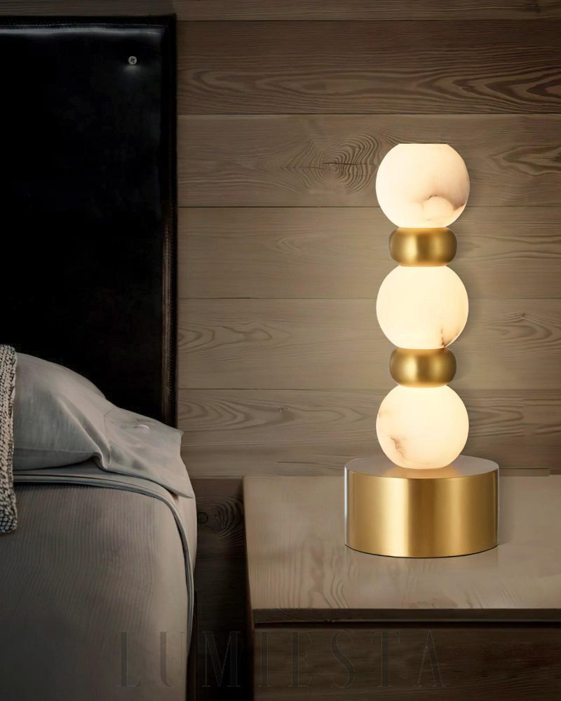 Lampa stołowa Alabaster Pearl w stylu nowoczesnym złoto biały