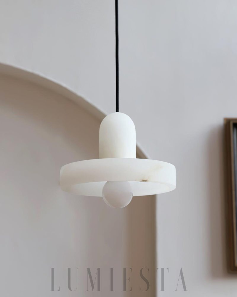 Lampa Wisząca Carrara w Białym Alabastrze Styl Nowoczesny