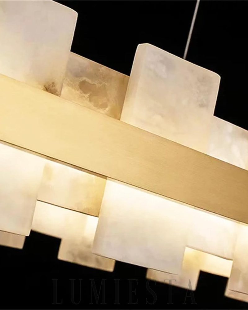 Anela - lampa wisząca w kształcie owalnym z alabastru