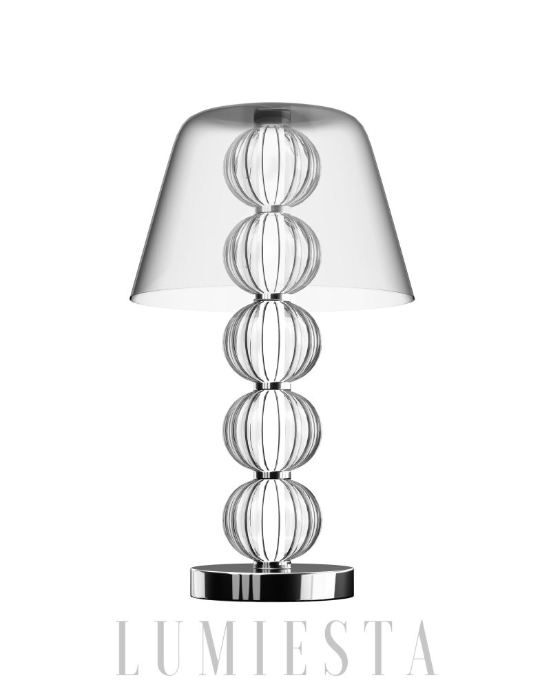 Lampa stołowa Amulet srebrna 26cm nowoczesny styl LED