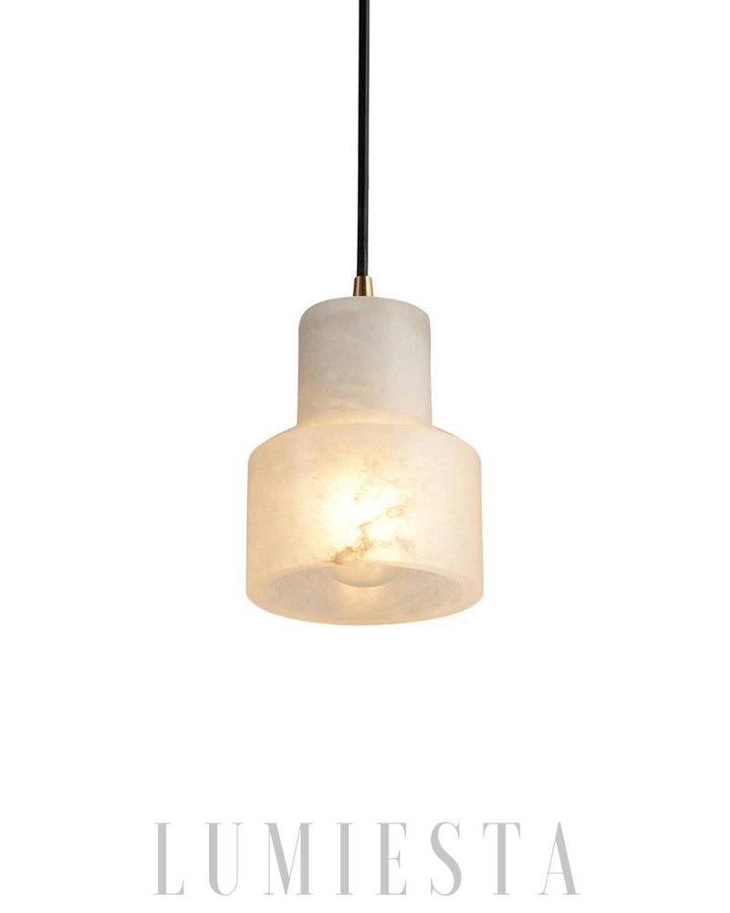Nowoczesna lampa wisząca Millson z alabastru 12cm mosiądzowa