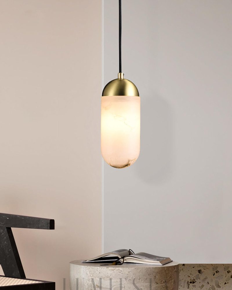 Lampa wisząca Alabaster Moonshade w kolorze złotym i białym