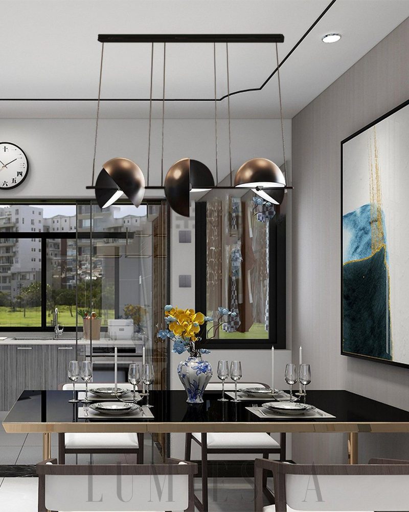 Lampa wisząca Trapeze Triplette w czarnym stylu nowoczesnym