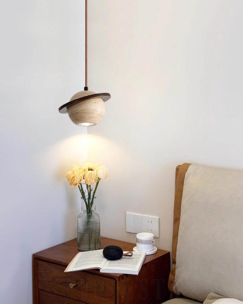 Lampa wisząca Planet Travertine stylowa kula 20cm 14cm