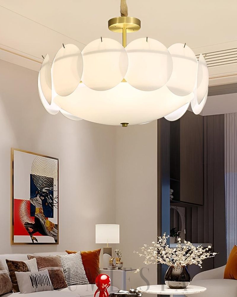 Lampa sufitowa Selene w stylu mosiężnym z szklanym kloszem