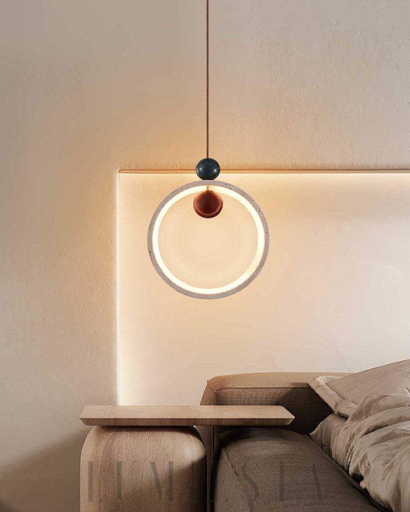 Stylowa Lampa Wisząca Orvion Okrągła Beżowa 20cm 24cm