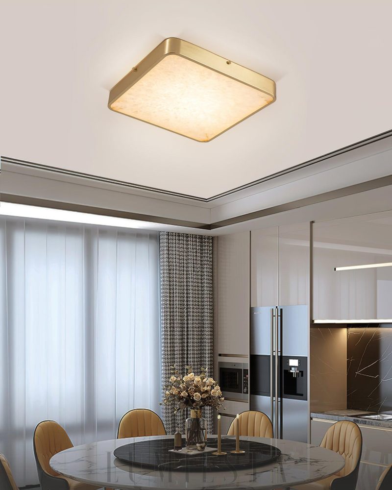 Lampa sufitowa geometrczna z alabastru w kolorze białym