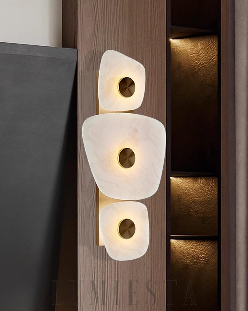 Lampa Ścienna Alabaster Holmdel Biała Złota Ciepłe Światło 29cm