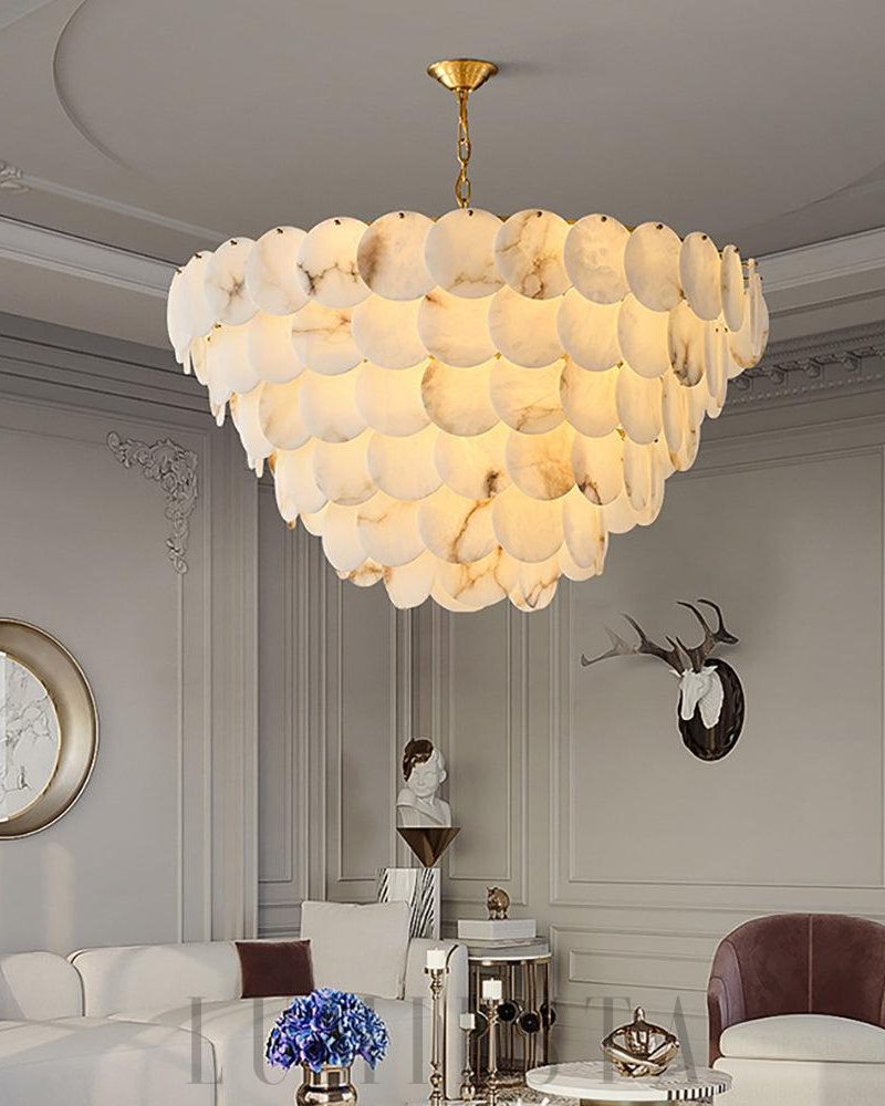 Multin - lampa wisząca w stylu alabastrowym z mosiądzu