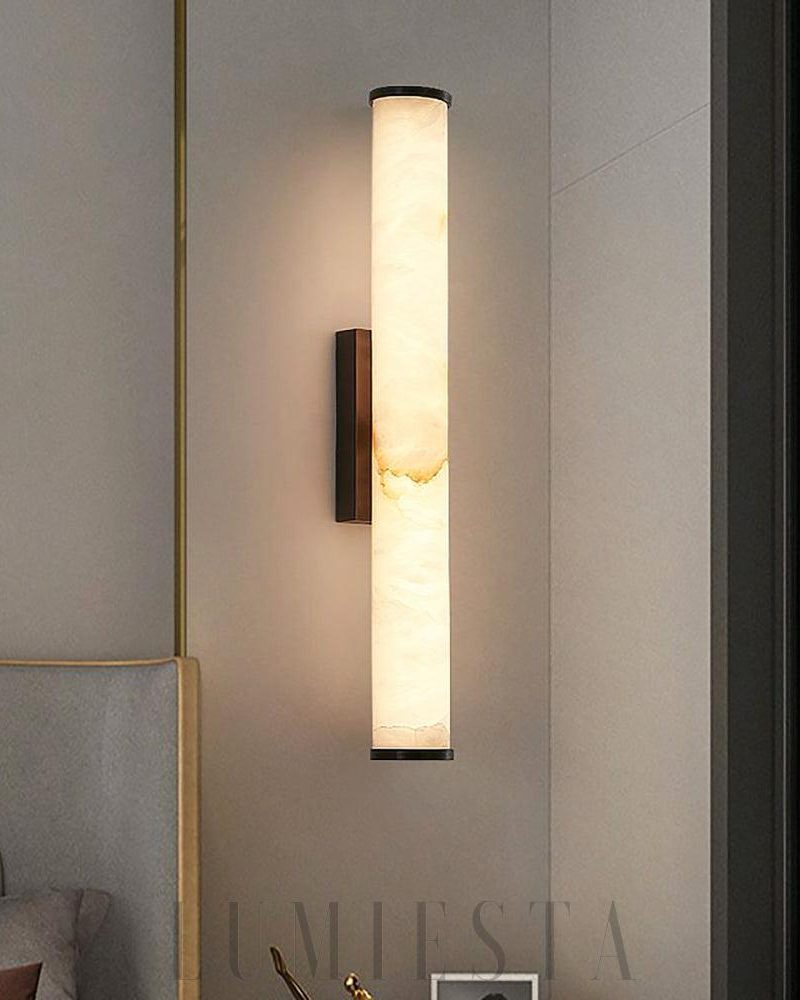 Lampa ścienna cylindryczna Alabaster Callisto w kolorze czarnym i białym