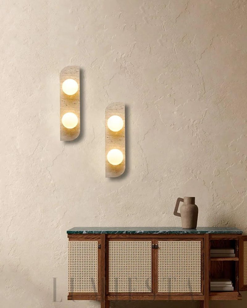 Żółta Lampa Ścienna Neptune z Travertynu w Stylu Nowoczesnym
