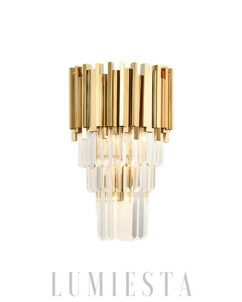Lampa ścienna Bourbons Crystal w złotym stylu 30cm x 45cm