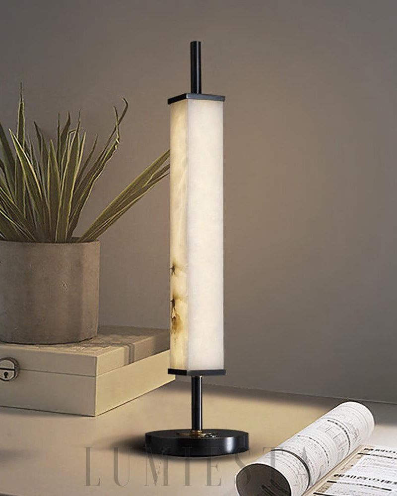 Lampa stołowa Alabaster Serano Mosiądz z ciepłym światłem 59cm