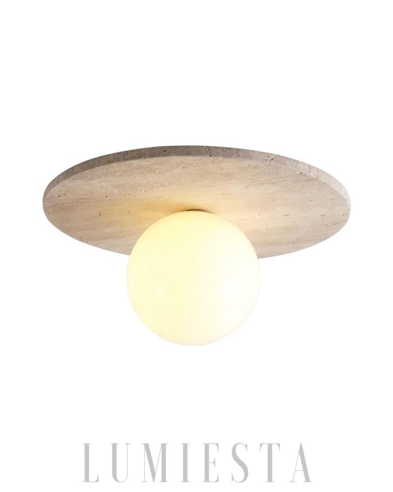 Beżowa lampa sufitowa Tanner Disc z travertynu 25cm