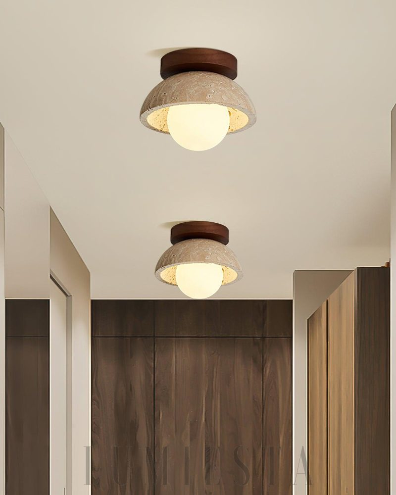 Lampa sufitowa Piedra Travertine w stylu naturalnym 15cm