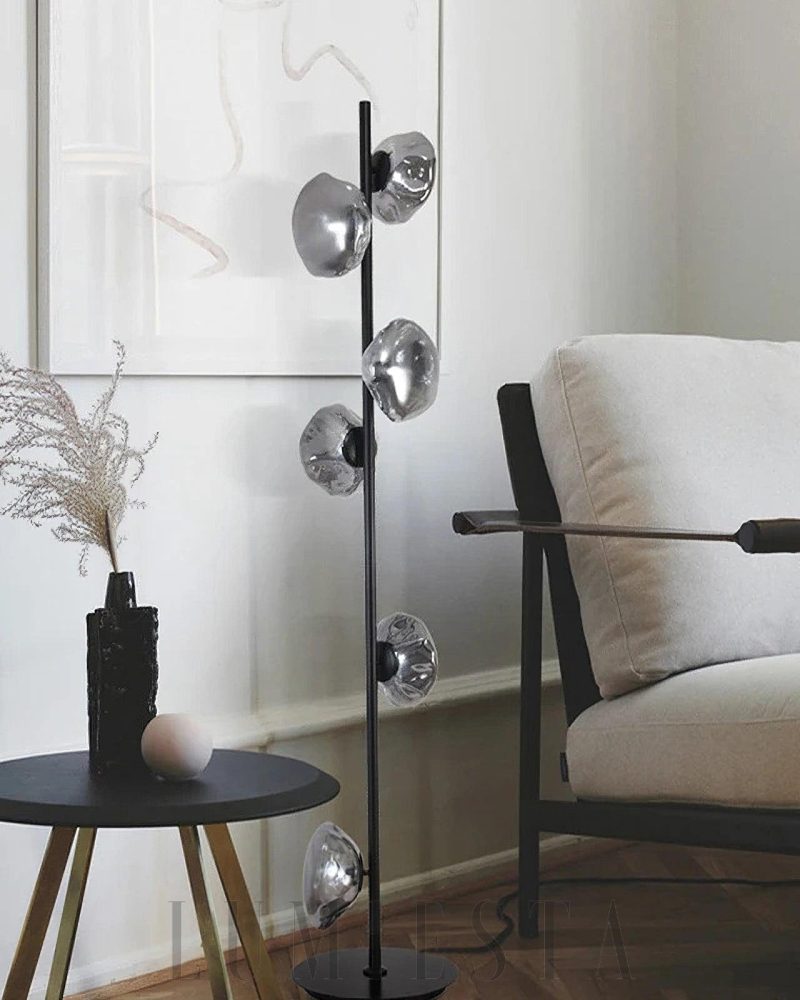 Lampa Podłogowa Szklane Płatki Złota Przezroczysta 3 Głów 180cm
