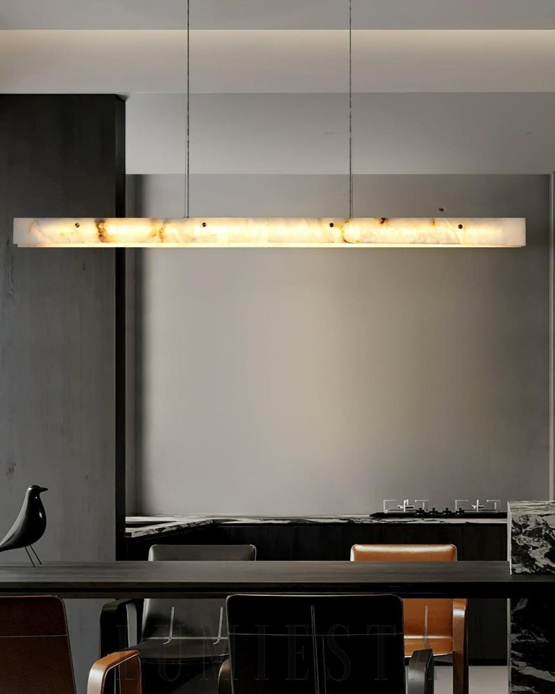 Lampa wisząca linearna alabastrowa w stylu nowoczesnym