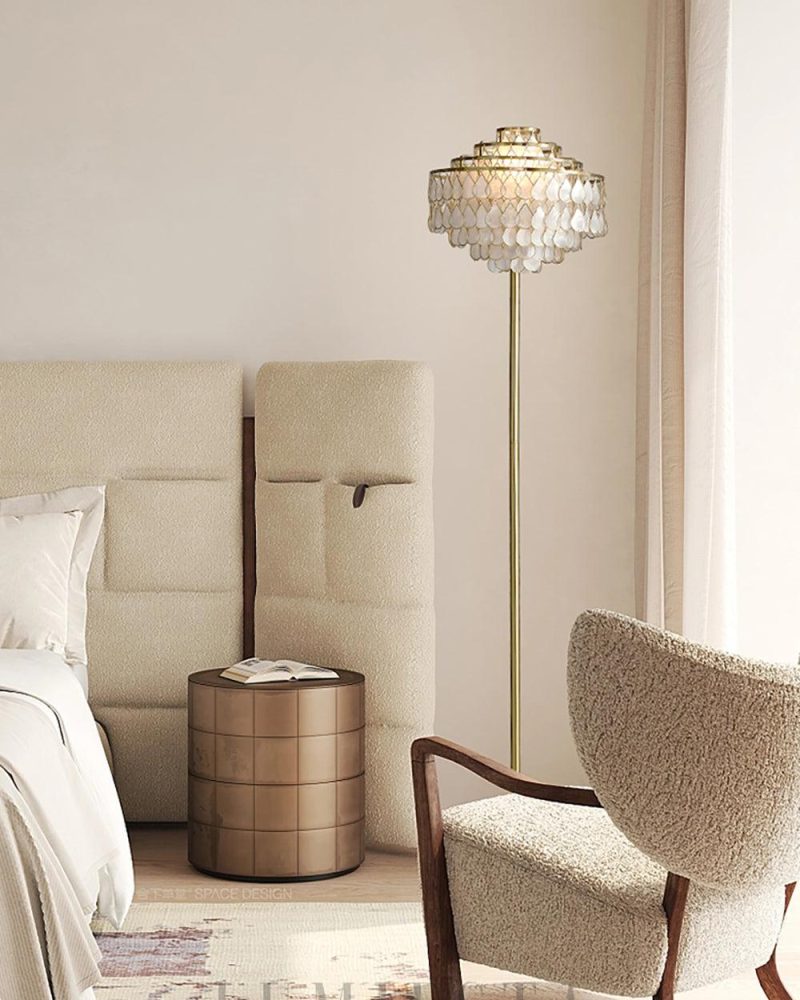 Lampa podłogowa w kształcie łezki złota i biała 40cm x 170cm