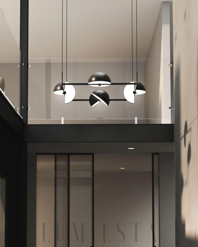 Elegancka lampa wisząca Trapeze Quartette w czarnym kolorze