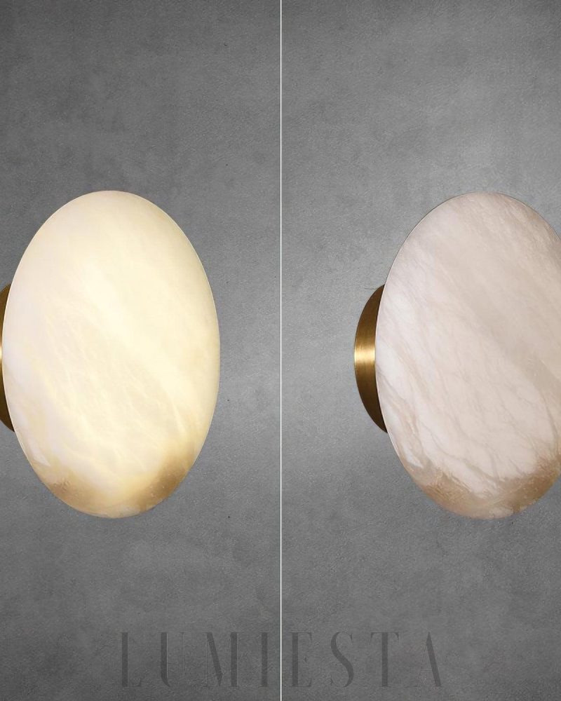 Lampa ścienna z marmuru hiszpańskiego w mosiężnej oprawie