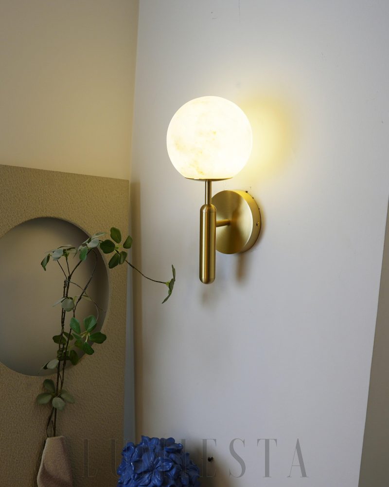 Lampa ścienna Orbis Alabaster złota elegancja 15cm x 35cm