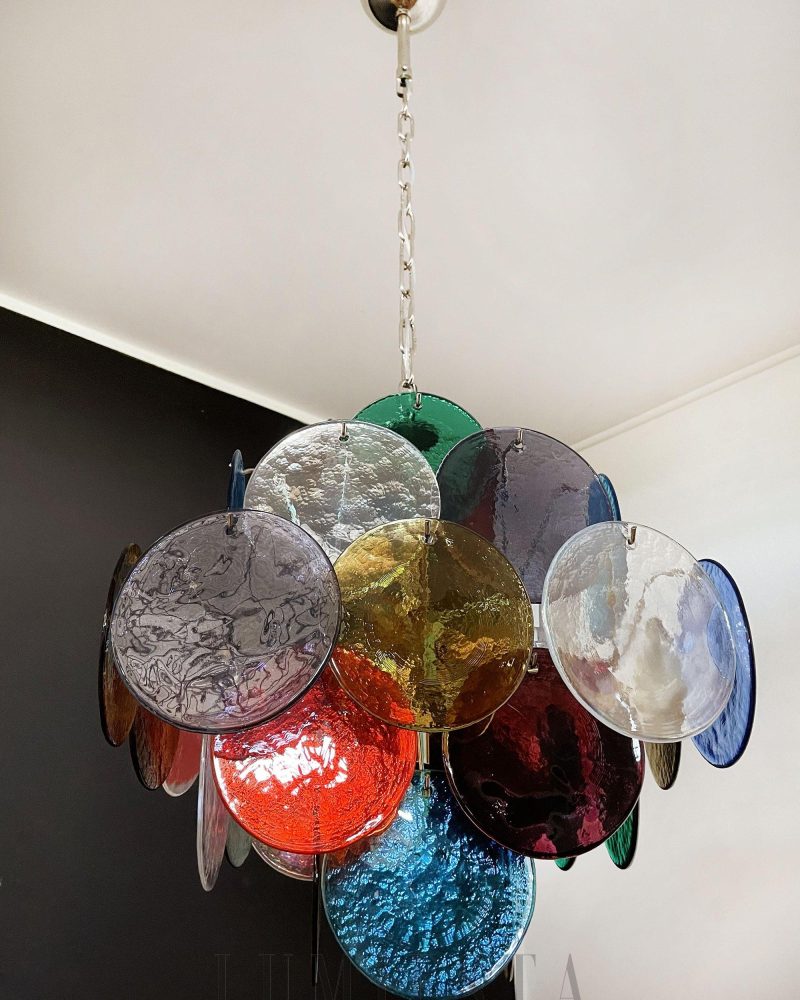 Lampa wisząca murano w stylu vintage z kolorowymi dyskami 49cm