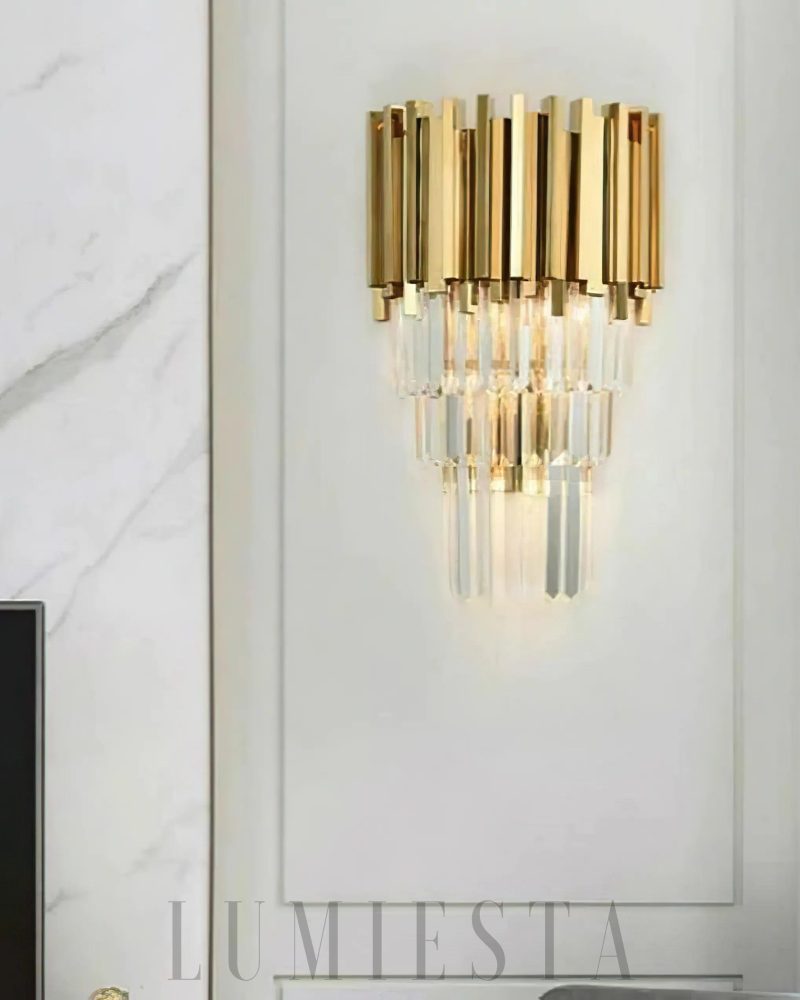 Lampa ścienna Bourbons Crystal w złotym stylu 30cm x 45cm