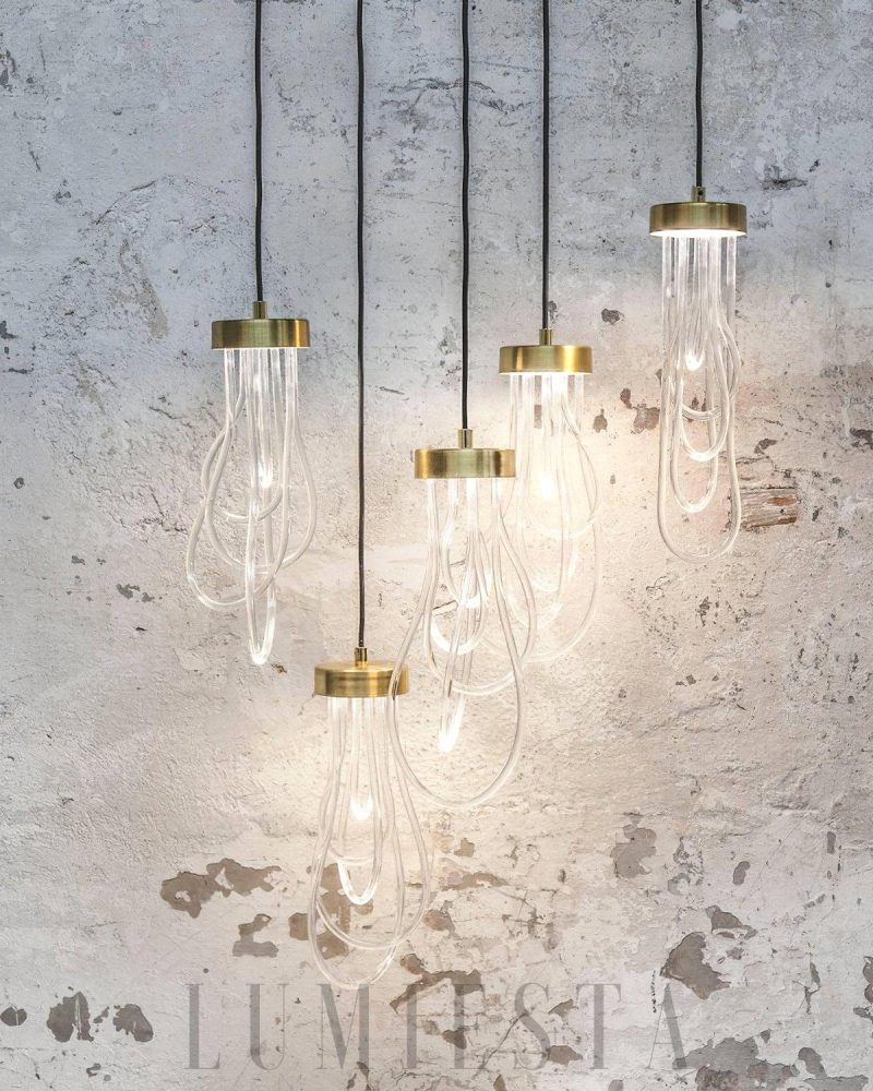 Lampa wisząca ośmiornica złota elegancka nowoczesna 15cm 40cm