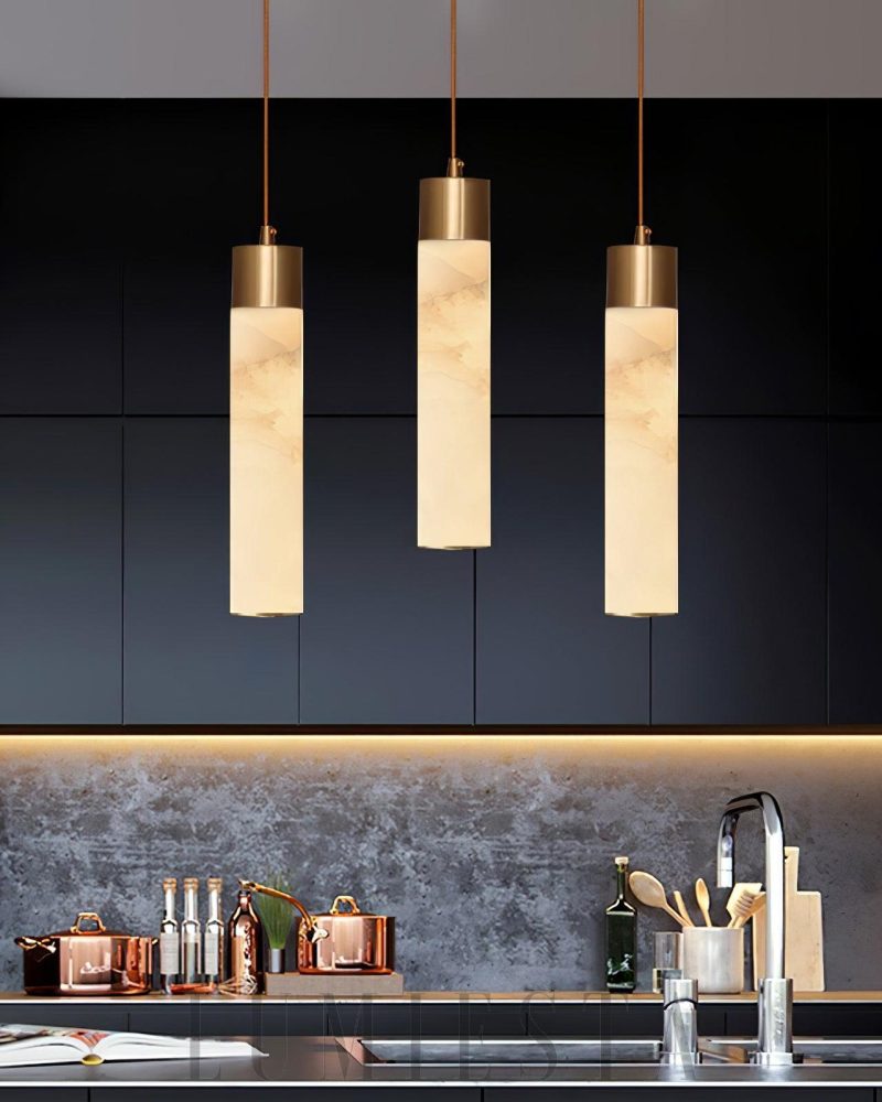 Lampa Wisząca Tala Alabaster Mosiądz Biały Alabaster 30cm