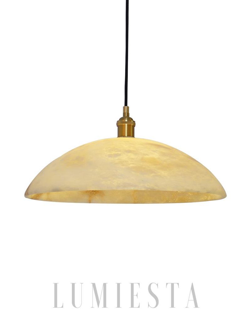Lampa wisząca Alabastrowa kopuła stylowa mosiężna