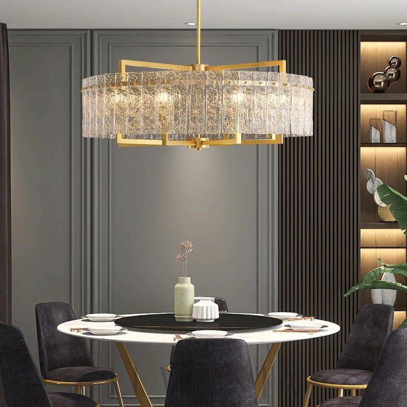Lampa wisząca kryształowa okrągła złota 61cm elegancja do wnętrz