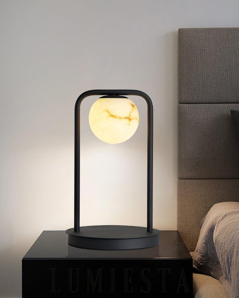 Lampa stołowa Rebirth w czarnym i białym alabastrze 20cm