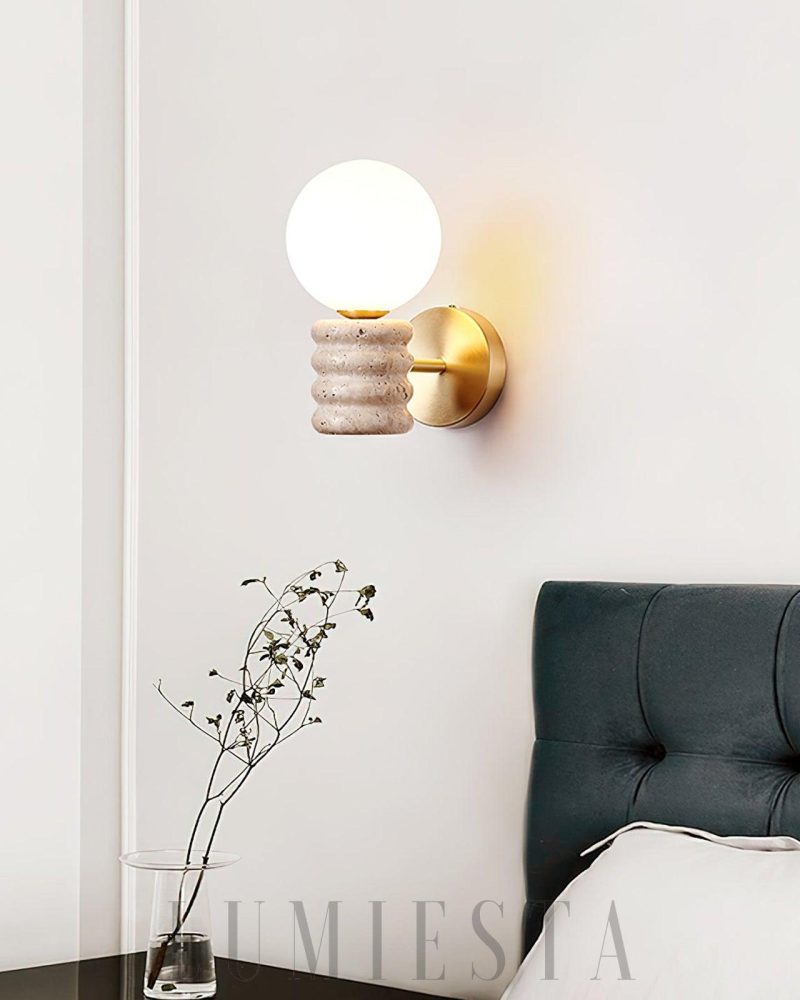 Lampa Ścienna Travertine Romus w Stylu Minimalistycznym Beżowa