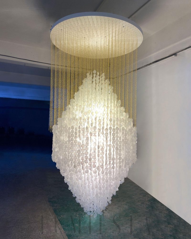 Lampa wisząca muszelkowa w chromie różne rozmiary 60 100 150 cm
