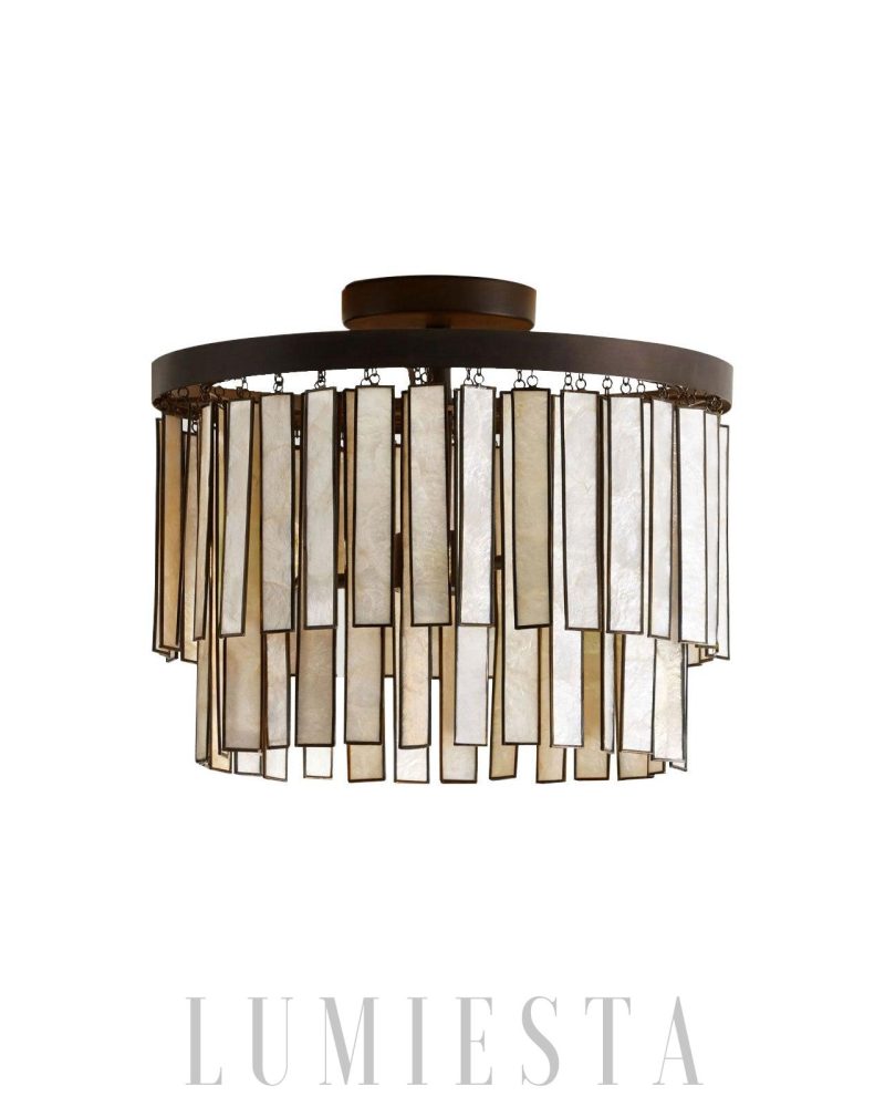 Elegancka okrągła lampa sufitowa Astrid z kapizą brązowa 38cm