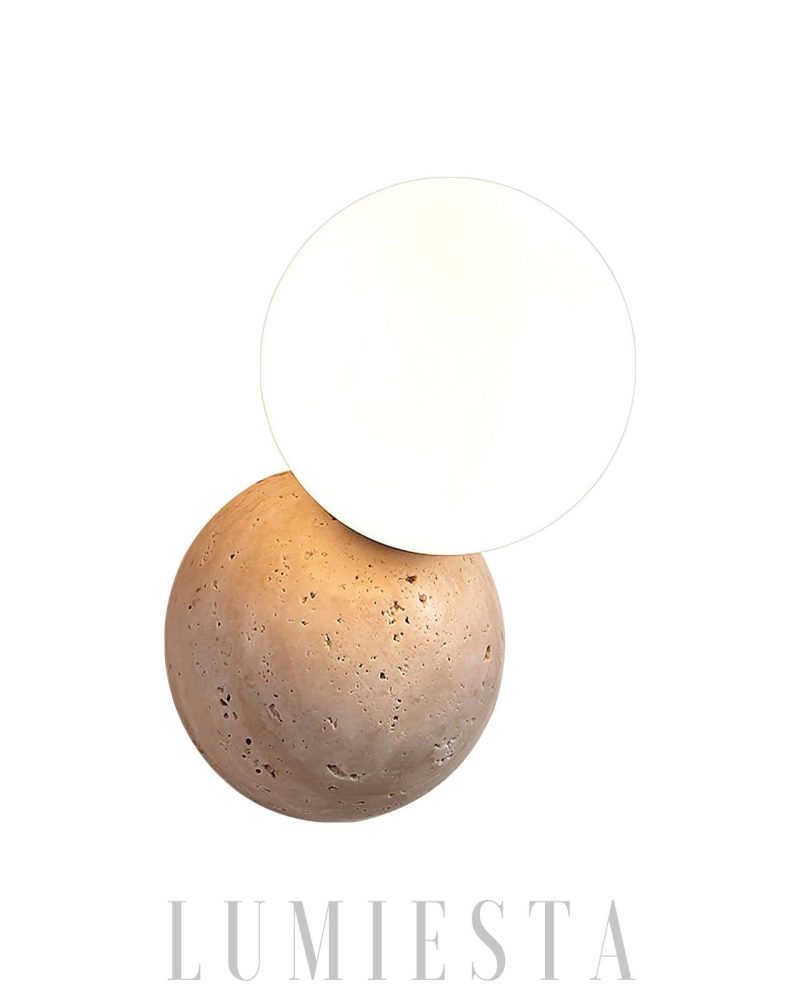 Lampa ścienna Tion w stylu nowoczesnym z beżowym travertynem