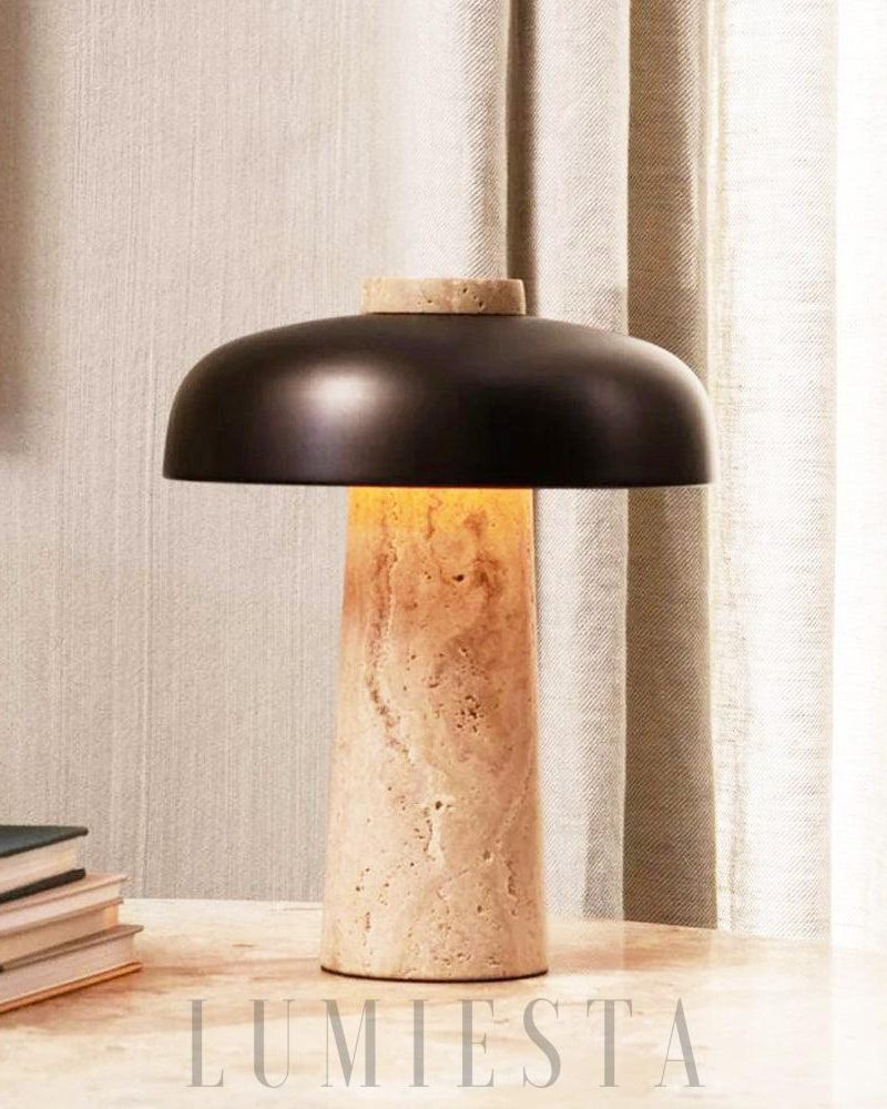 Lampa stołowa z travertynu w nowoczesnym stylu czarnożółtym
