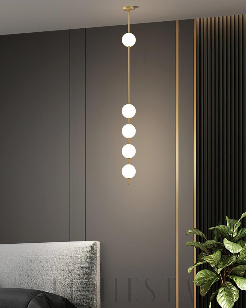 Lampa Wisząca Vertical Balls Z Mosiądzu i Szkła 3 4 5 Świateł