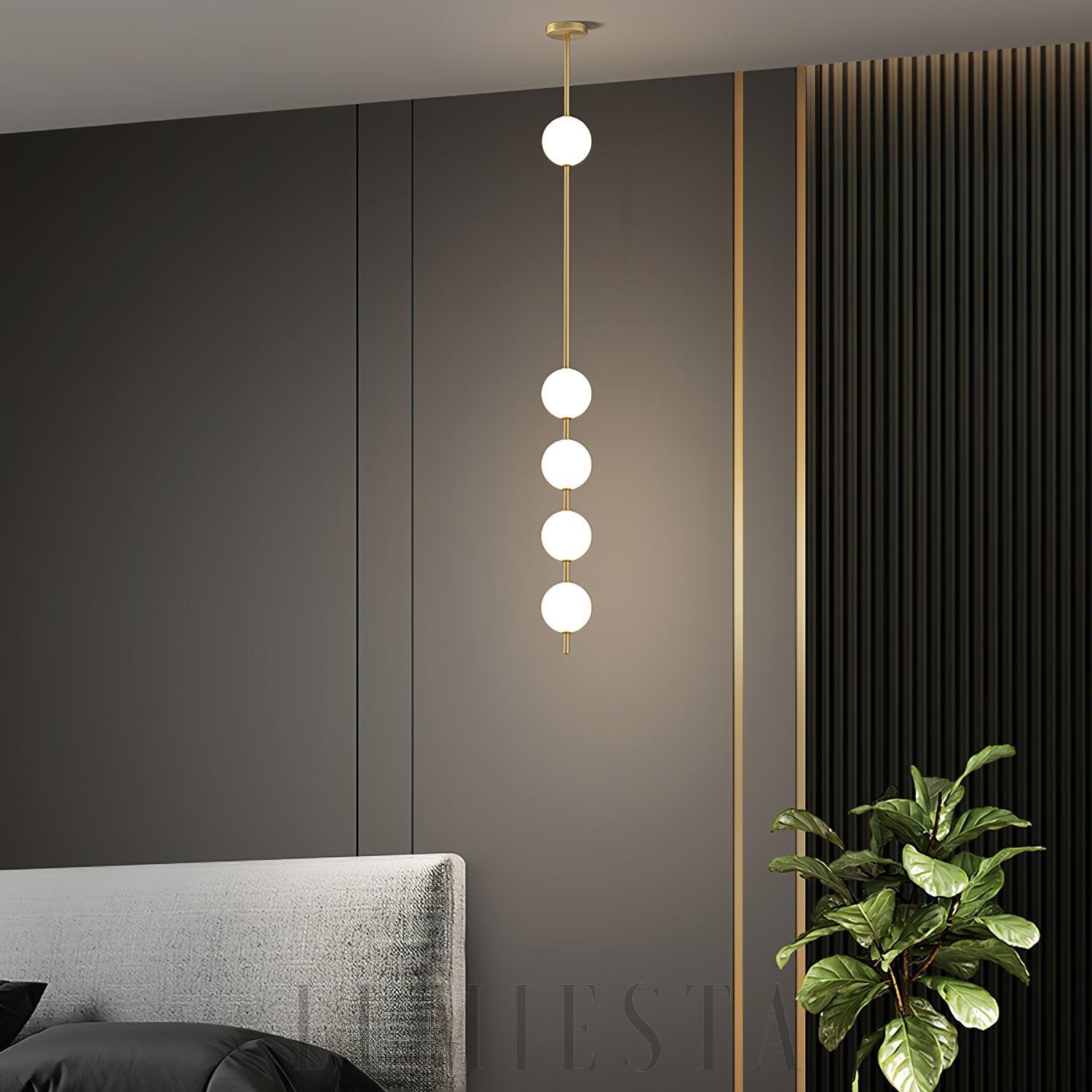 Lampa Wisząca Vertical Balls Z Mosiądzu i Szkła 3 4 5 Świateł