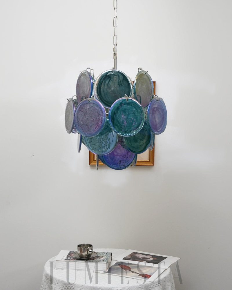 Lampa sufitowa Vintage Murano z niebieskiego szkła 45cm